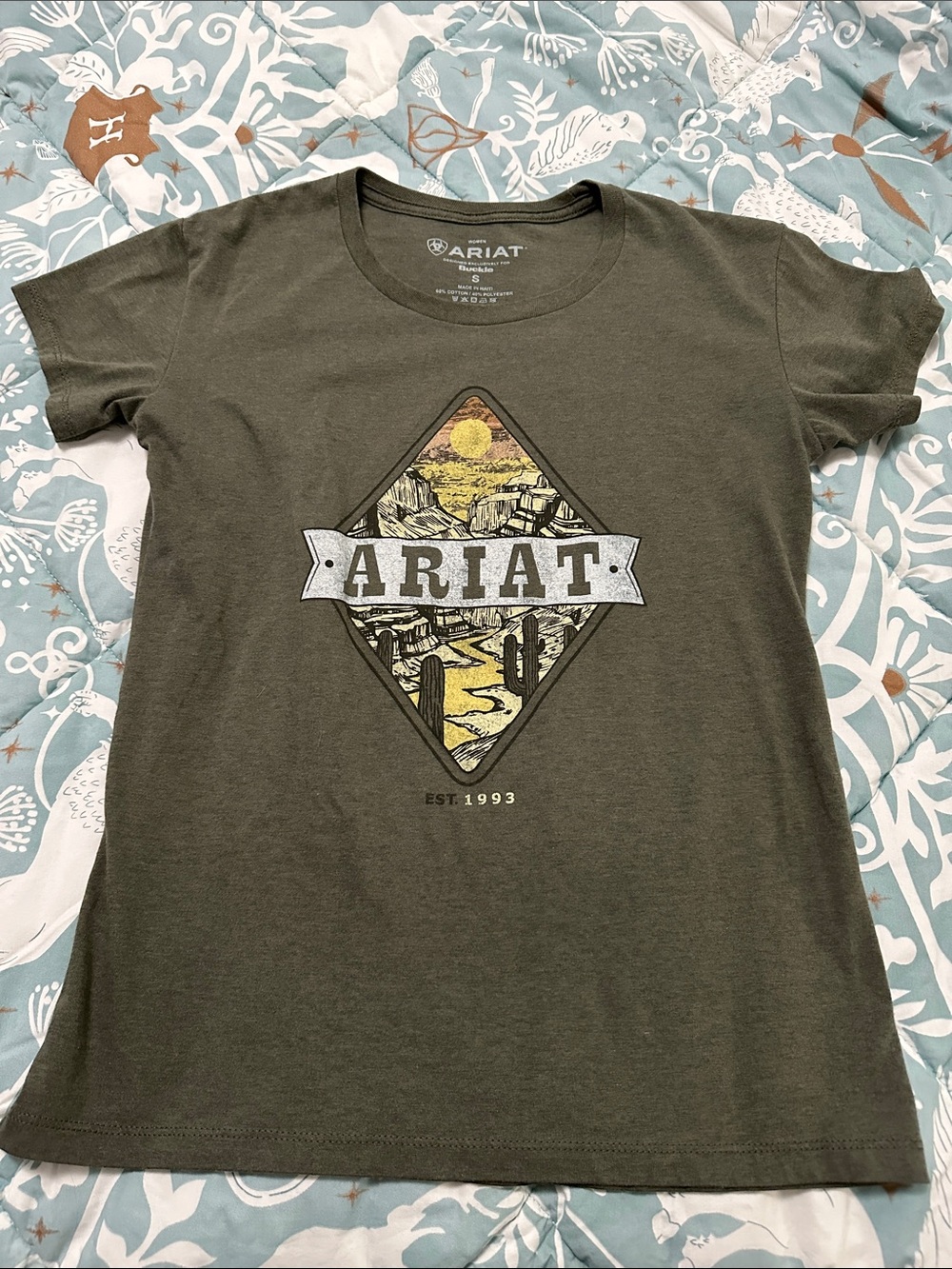 Ariat Olive Green Graphic Tee with Desert Logo